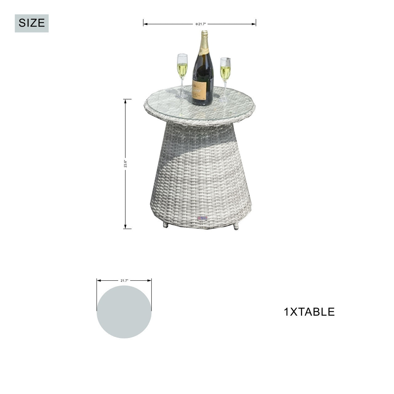 2 - Person Round Bistro Table 21"Dx23"H (Model PAD - 1708 - Table) - Direct Wicker