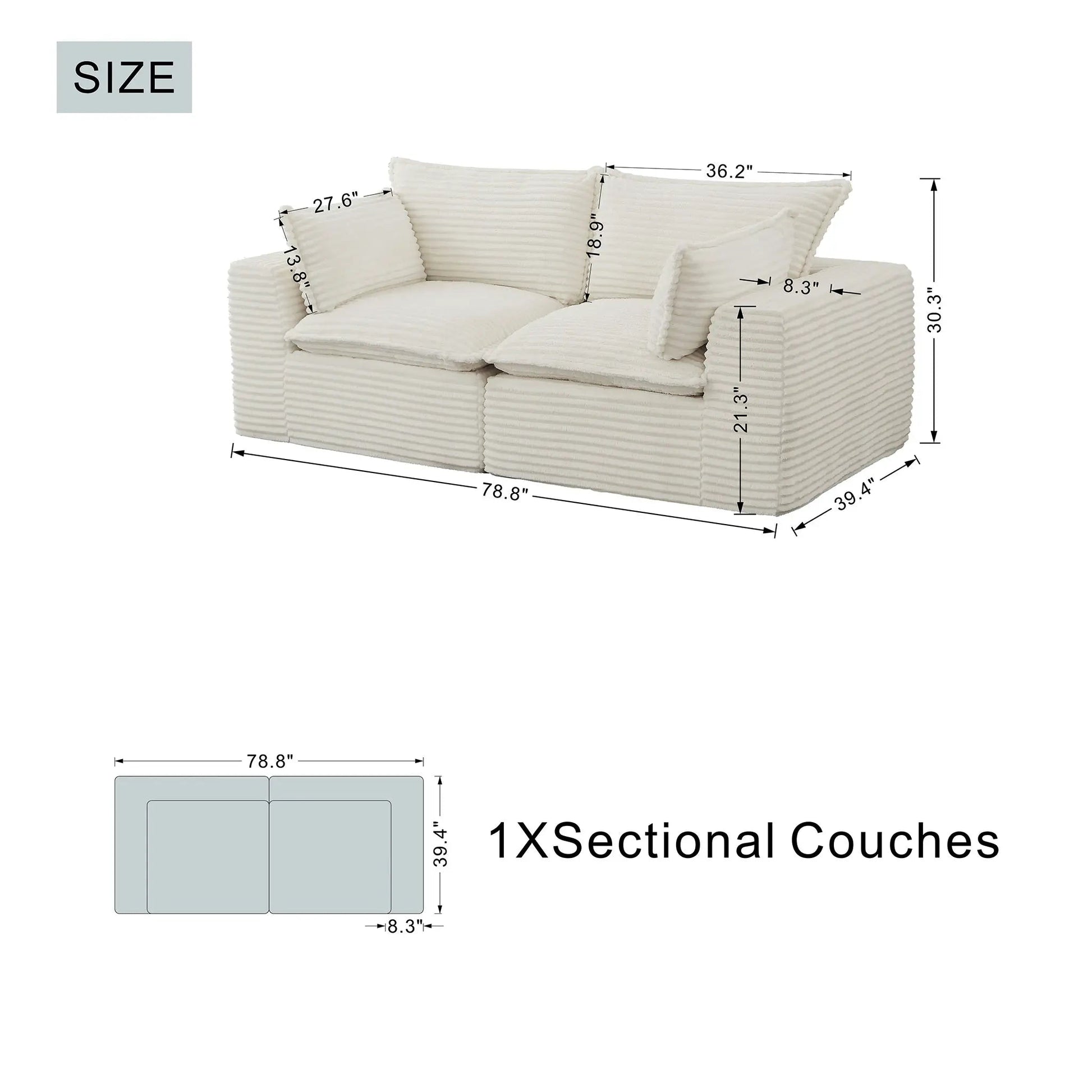 2 Pieces 2 - Seat Modular Sectional Sofa (PAS - 2637 - LS+RS) - Direct Wicker