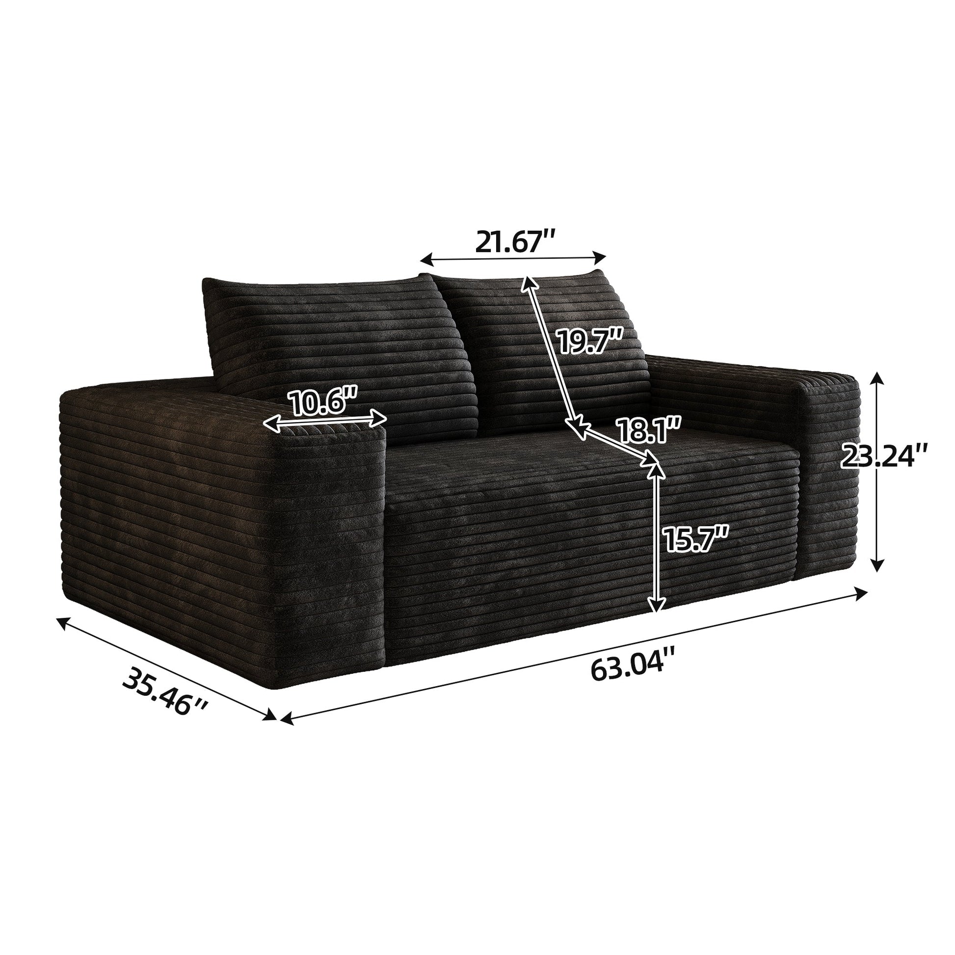 2 - Seat Sofa,Corduroy Fabric,Deep Seat Couches,Comfy Loveseat Sofa (W2824P321227) - Direct Wicker