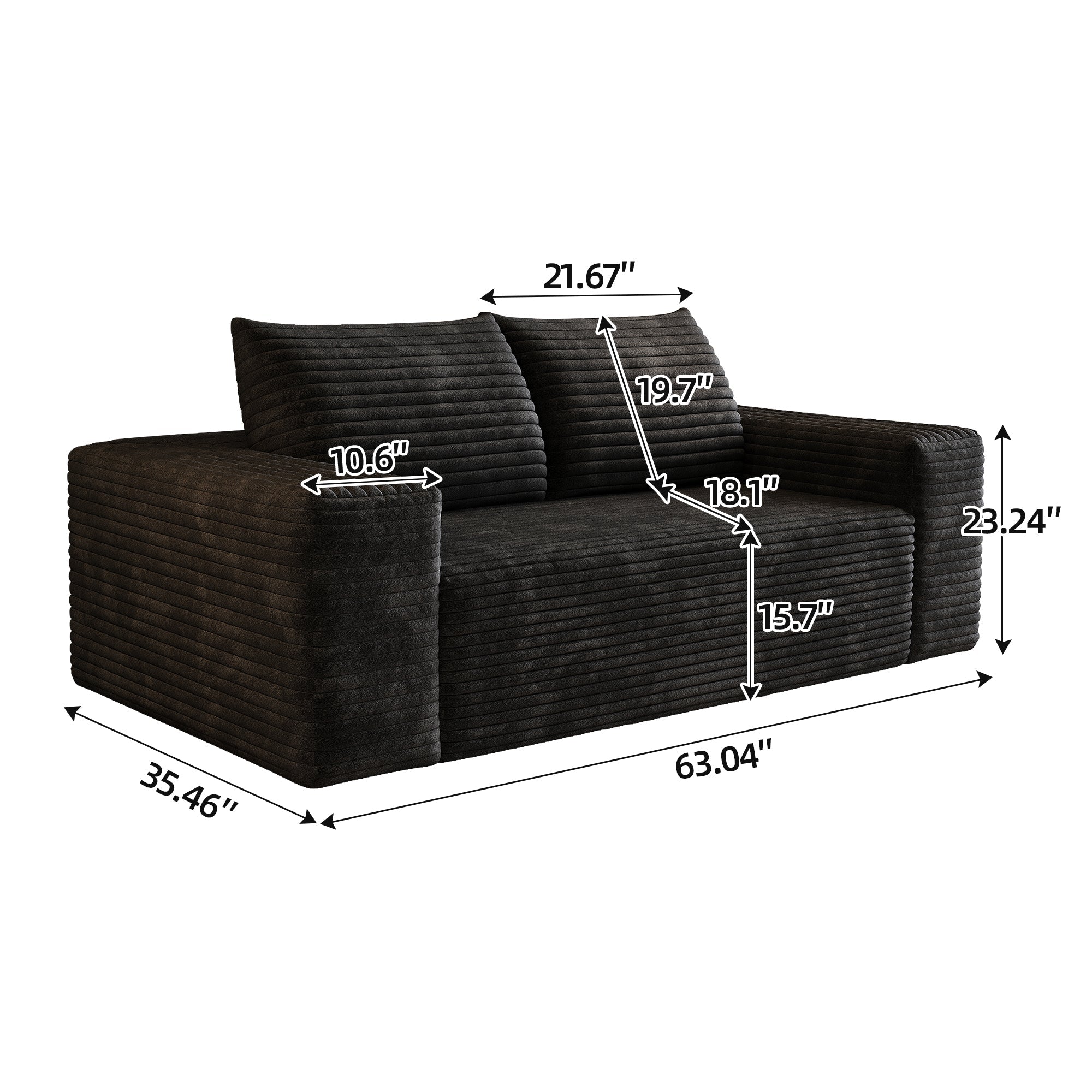 2 - Seat Sofa,Corduroy Fabric,Deep Seat Couches,Comfy Loveseat Sofa (W2824P321227) - Direct Wicker
