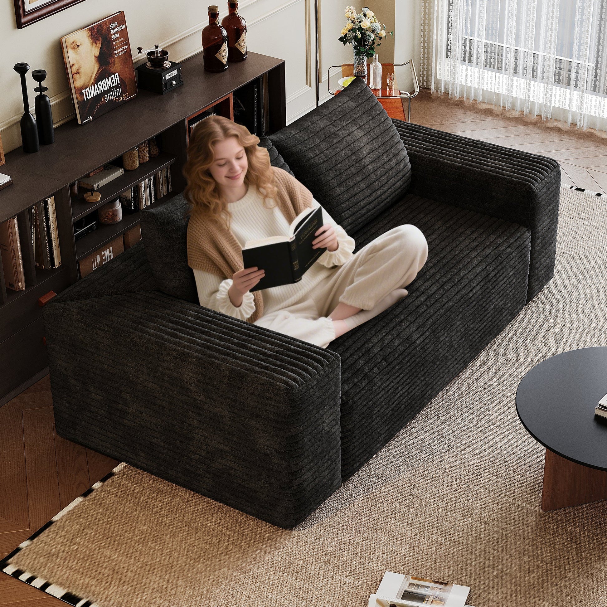2 - Seat Sofa,Corduroy Fabric,Deep Seat Couches,Comfy Loveseat Sofa (W2824P321227) - Direct Wicker