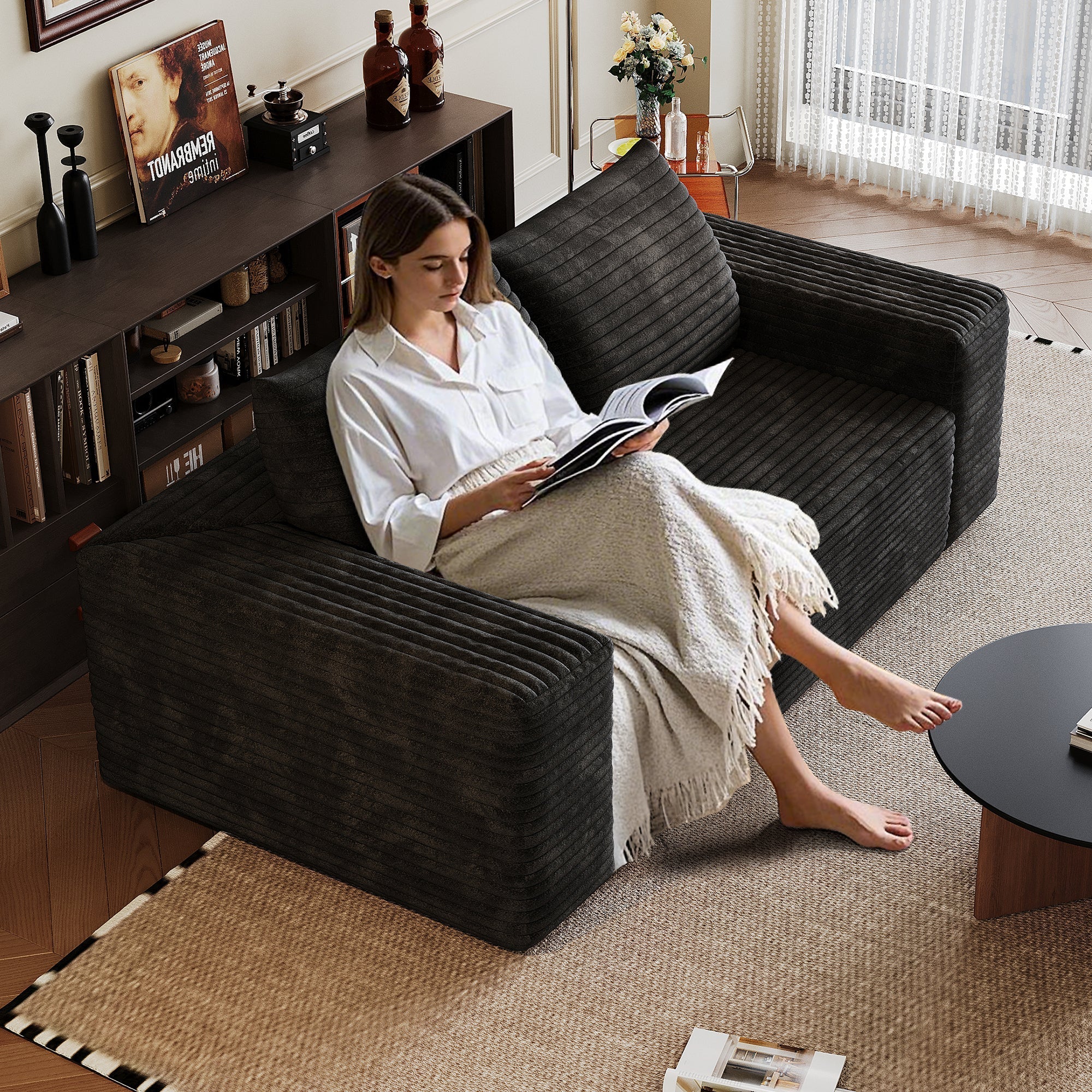 2 - Seat Sofa,Corduroy Fabric,Deep Seat Couches,Comfy Loveseat Sofa (W2824P321227) - Direct Wicker