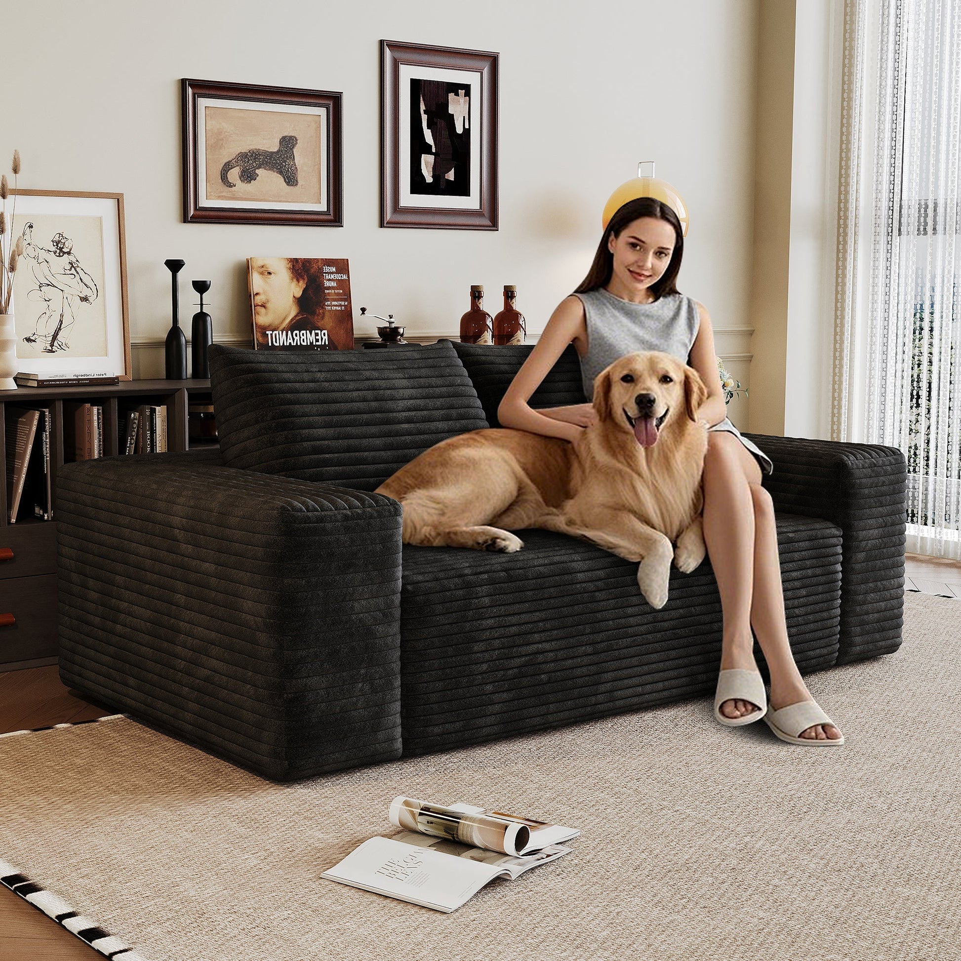 2 - Seat Sofa,Corduroy Fabric,Deep Seat Couches,Comfy Loveseat Sofa (W2824P321227) - Direct Wicker