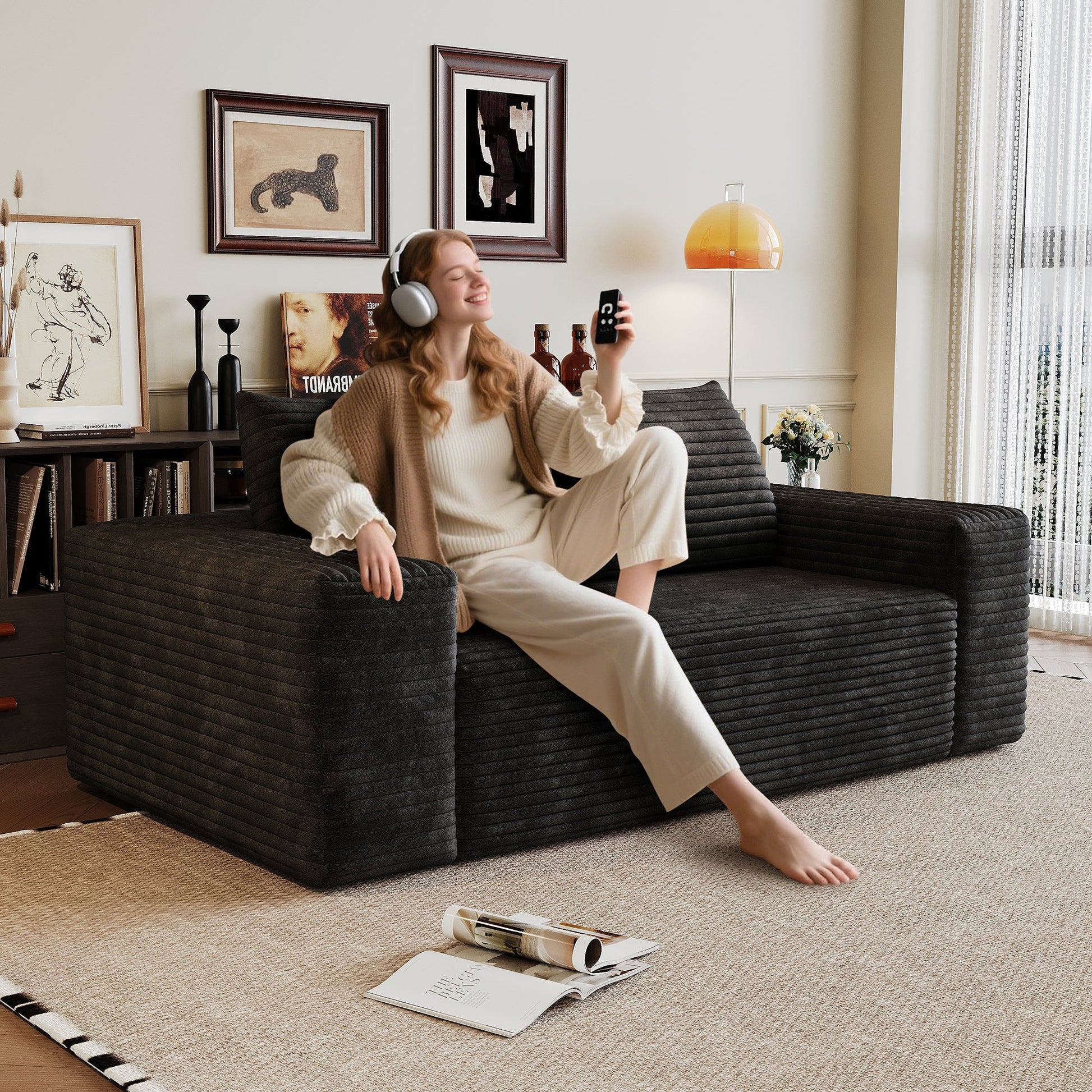 2 - Seat Sofa,Corduroy Fabric,Deep Seat Couches,Comfy Loveseat Sofa (W2824P321227) - Direct Wicker