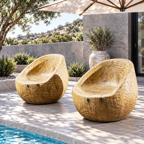 2 Single-Seat Sofa Chair Terrafab Composite Material with Iron Frame (PAC-24919SC) - Direct Wicker