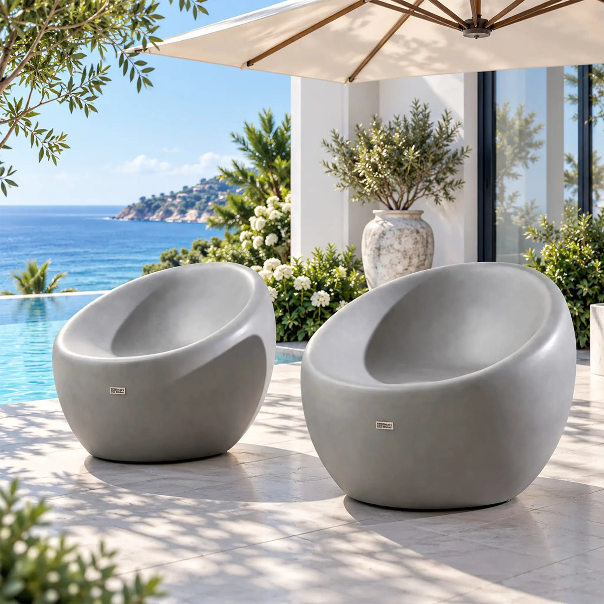 2 Single-Seat Sofa Chair - Terrafab Composite Material with Iron Frame (PAC-24921SC) - Direct Wicker