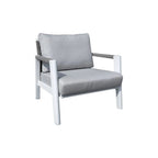 White Aluminum Outdoor Sofa Set with Rope Woven Accents – 5-Piece Modern Patio Conversation Set - Direct Wicker