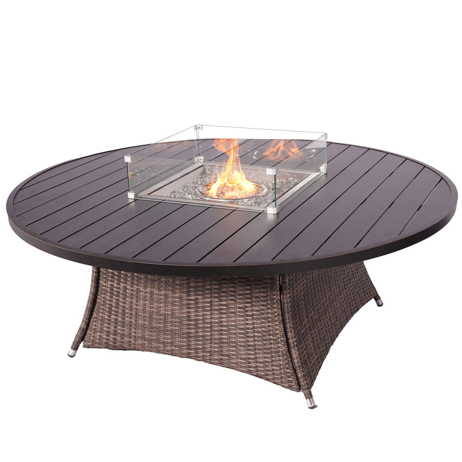 8-Seat Round Fire Pit Table with Aluminum Top (PAG-1108A-T)