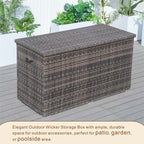 260 Gallon Capacity Outdoor Wicker Storage Box PE Wicker with Aluminum Frame (PA - 3256B) - Direct Wicker