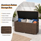 260 Gallon Capacity Outdoor Wicker Storage Box PE Wicker with Aluminum Frame (PA-3256B) - Direct Wicker
