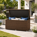 260 Gallon Capacity Outdoor Wicker Storage Box PE Wicker with Aluminum Frame (PA-3256B) - Direct Wicker