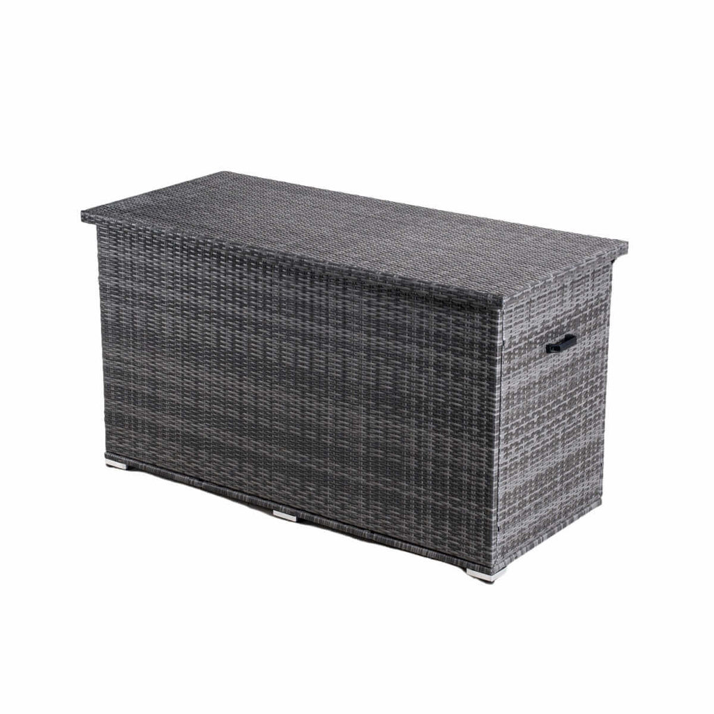 260 Gallon Capacity Outdoor Wicker Storage Box PE Wicker with Aluminum Frame (PA-3256B) - Direct Wicker