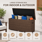 260 Gallon Capacity Outdoor Wicker Storage Box PE Wicker with Aluminum Frame (PA-3256B) - Direct Wicker