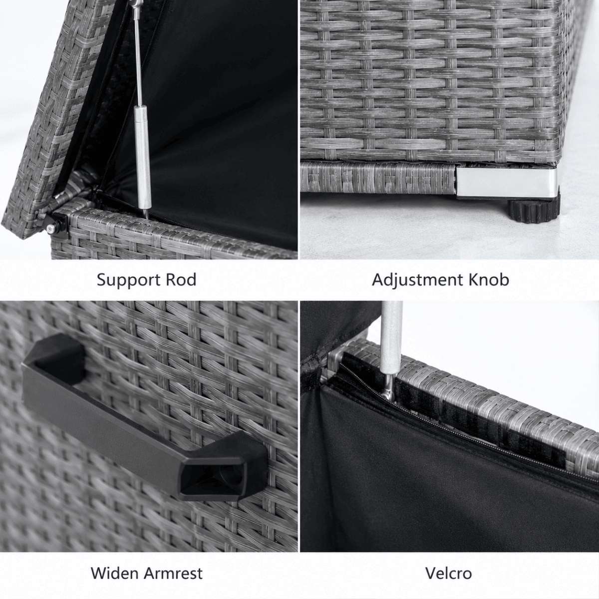 260 Gallon Capacity Outdoor Wicker Storage Box PE Wicker with Aluminum Frame (PA-3256B) - Direct Wicker