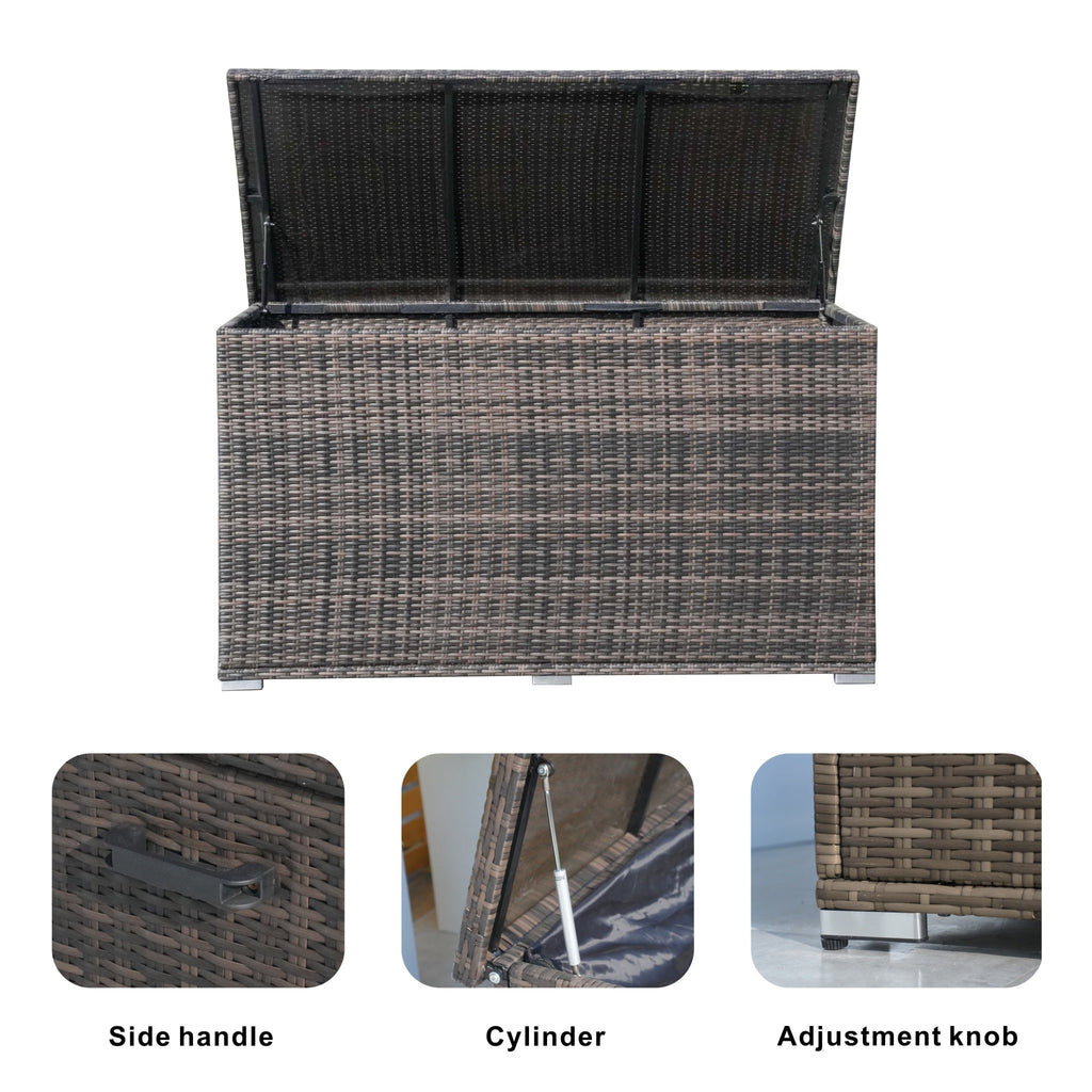 260 Gallon Capacity Outdoor Wicker Storage Box PE Wicker with Iron Frame (PA-3256-I) - Direct Wicker