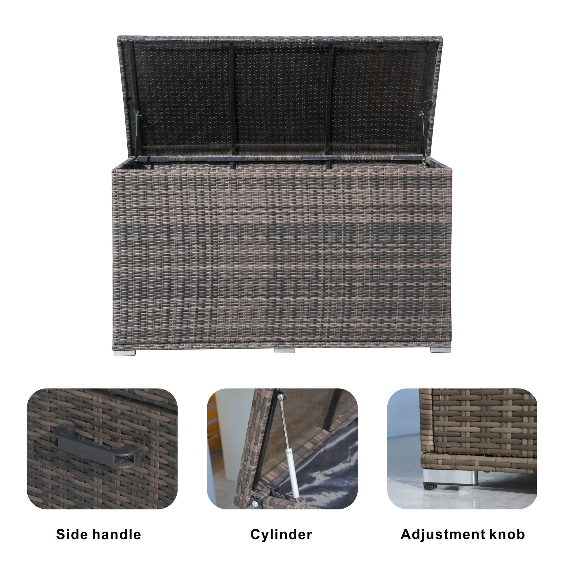 260 Gallon Capacity Outdoor Wicker Storage Box PE Wicker with Iron Frame (PA-3256-I) - Direct Wicker