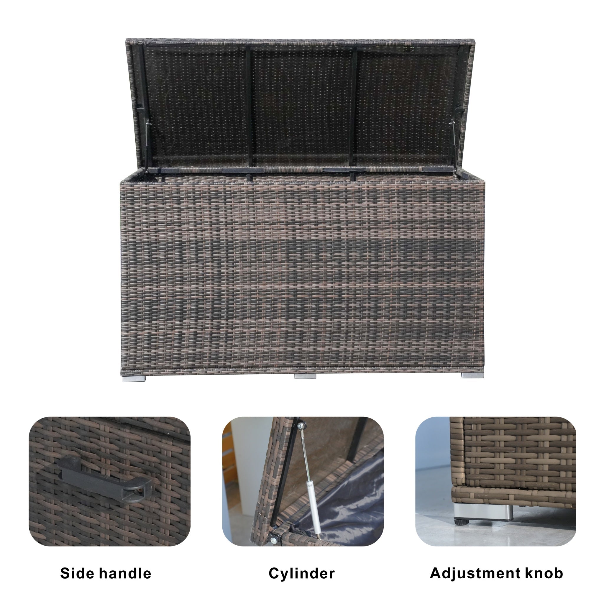260 Gallon Capacity Outdoor Wicker Storage Box PE Wicker with Iron Frame (PA-3256-I) - Direct Wicker