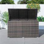260 Gallon Capacity Outdoor Wicker Storage Box PE Wicker with Iron Frame (PA-3256-I) - Direct Wicker
