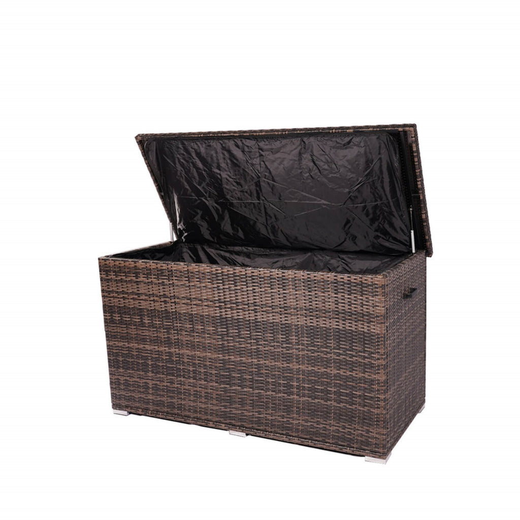 260 Gallon Capacity Outdoor Wicker Storage Box PE Wicker with Iron Frame (PA-3256-I) - Direct Wicker