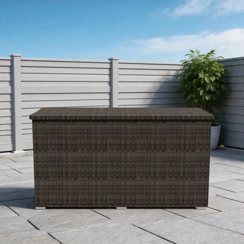 260 Gallon Capacity Outdoor Wicker Storage Box PE Wicker with Iron Frame (PA-3256-I) - Direct Wicker
