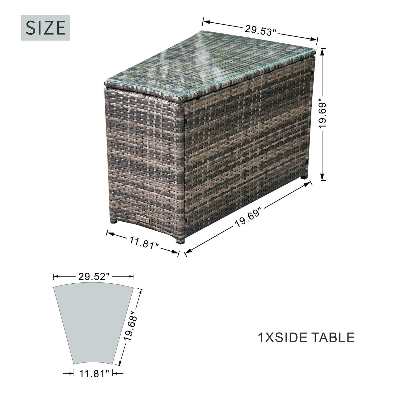 Side table:L29.53"*W19.69"*H19.69"