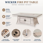 Parma 6-Seat Outdoor Fire Pit Dining Set – Rectangle Fire Pit Table (PAG-1106R)