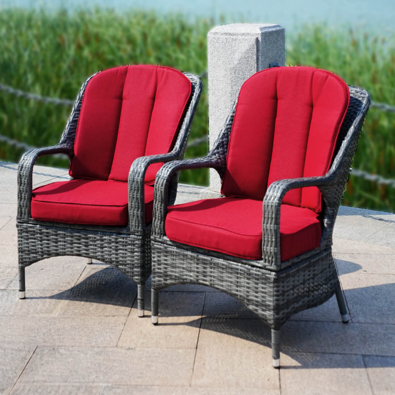 Red Cushion Covers for a Set of Patio Chair (PAC-009-Cover)
