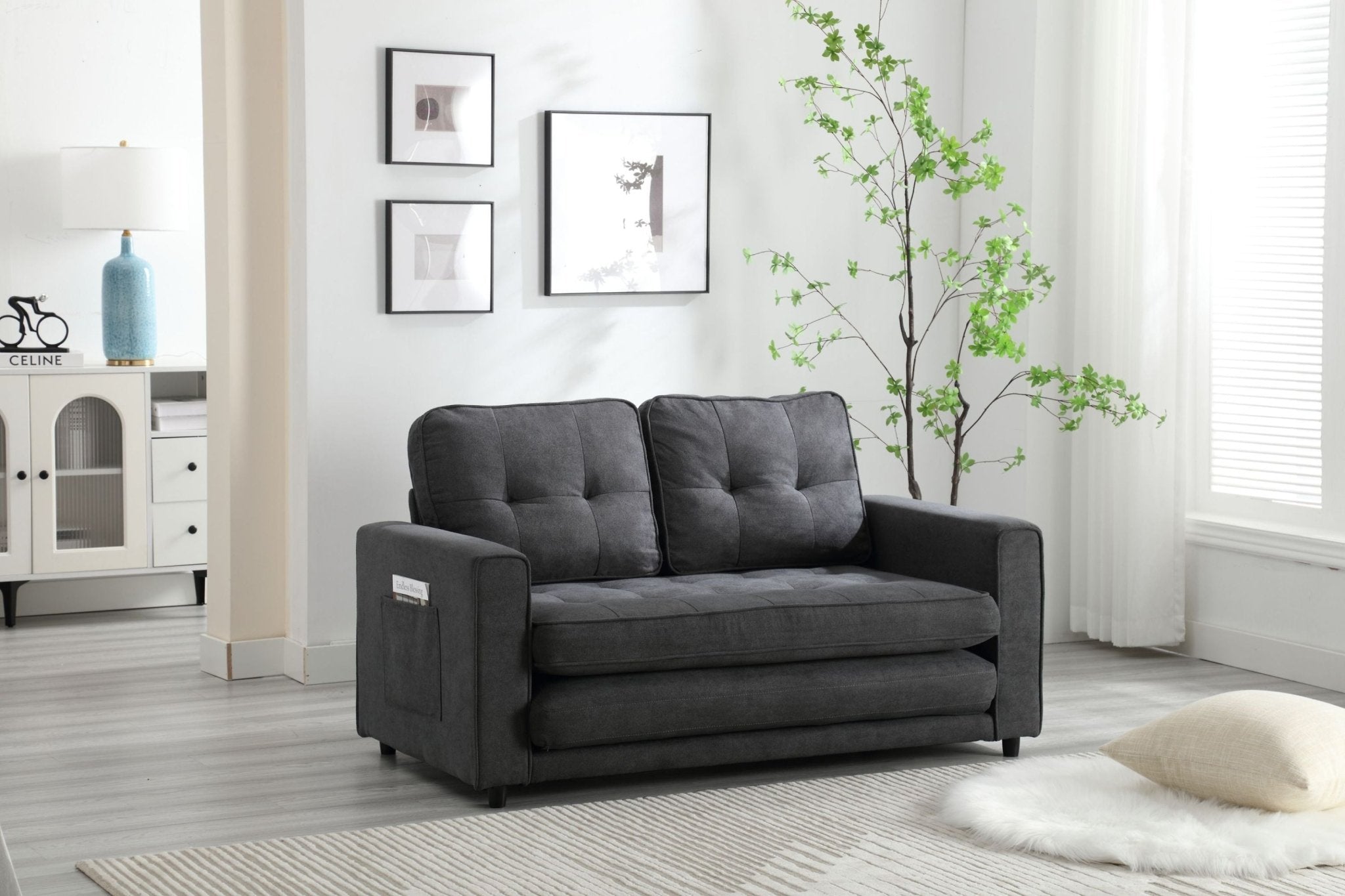3 Fold Sofa, Convertible Futon Couch sleeper sofabed, Space saving loveseat (W1628118503) - Direct Wicker