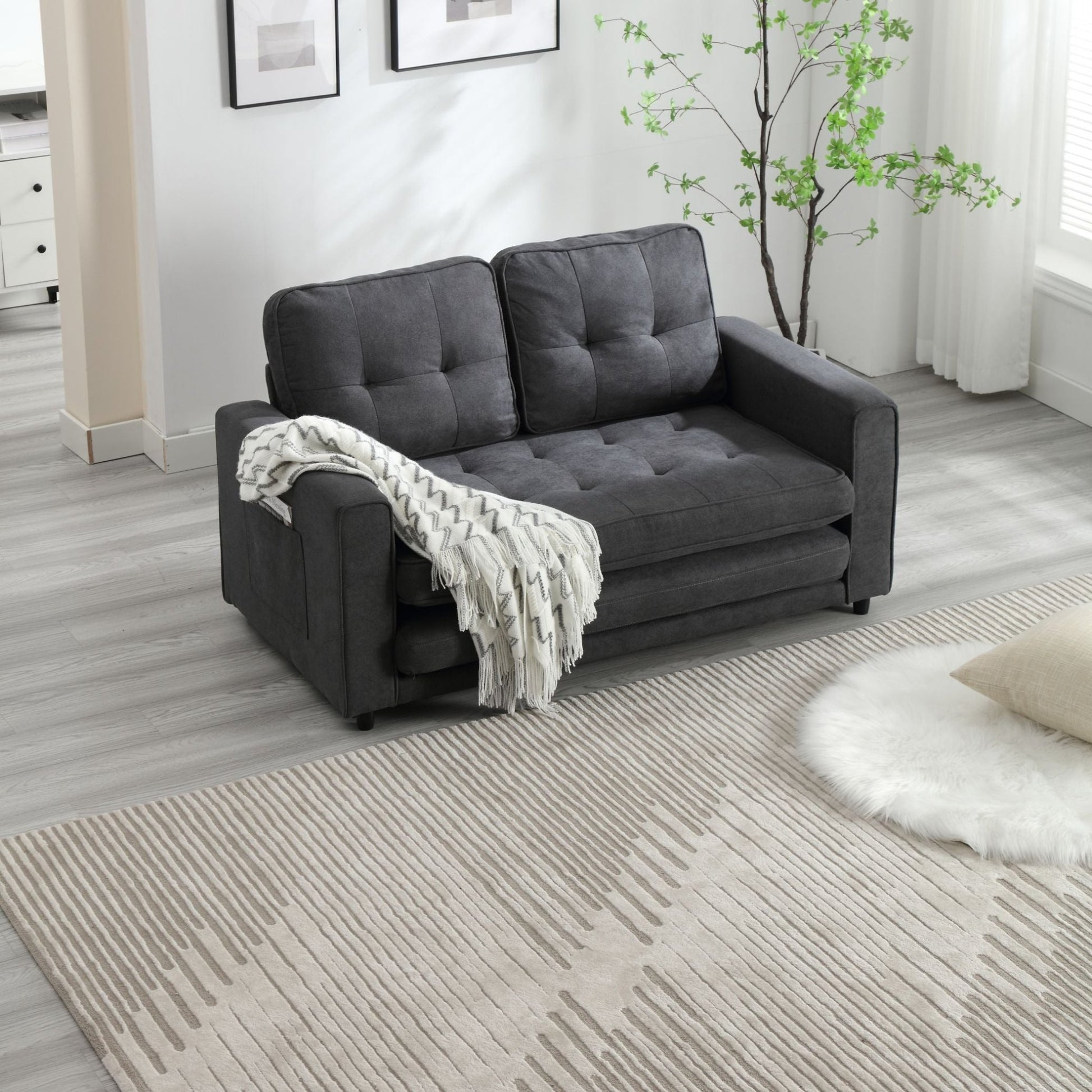 3 Fold Sofa, Convertible Futon Couch sleeper sofabed, Space saving loveseat (W1628118503) - Direct Wicker