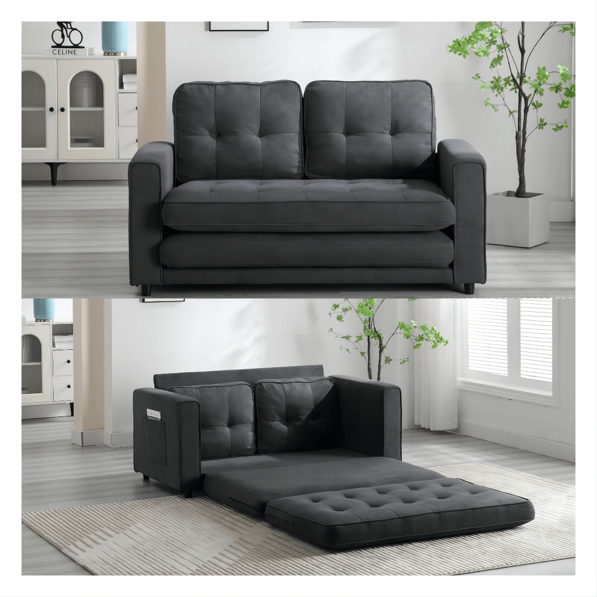3 Fold Sofa, Convertible Futon Couch sleeper sofabed, Space saving loveseat (W1628118503) - Direct Wicker
