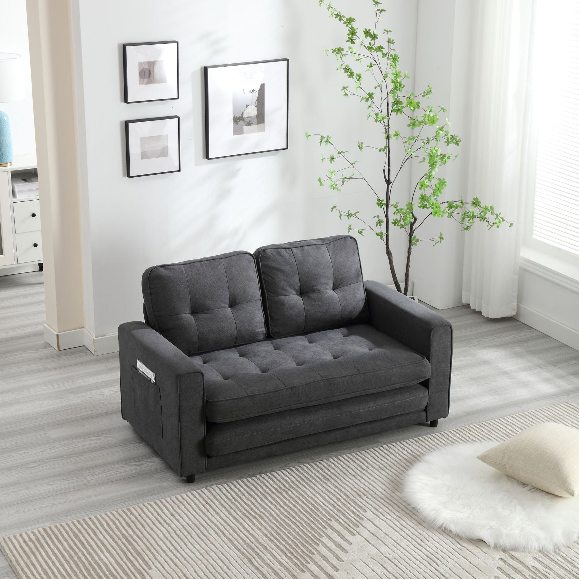 3 Fold Sofa, Convertible Futon Couch sleeper sofabed, Space saving loveseat (W1628118503) - Direct Wicker