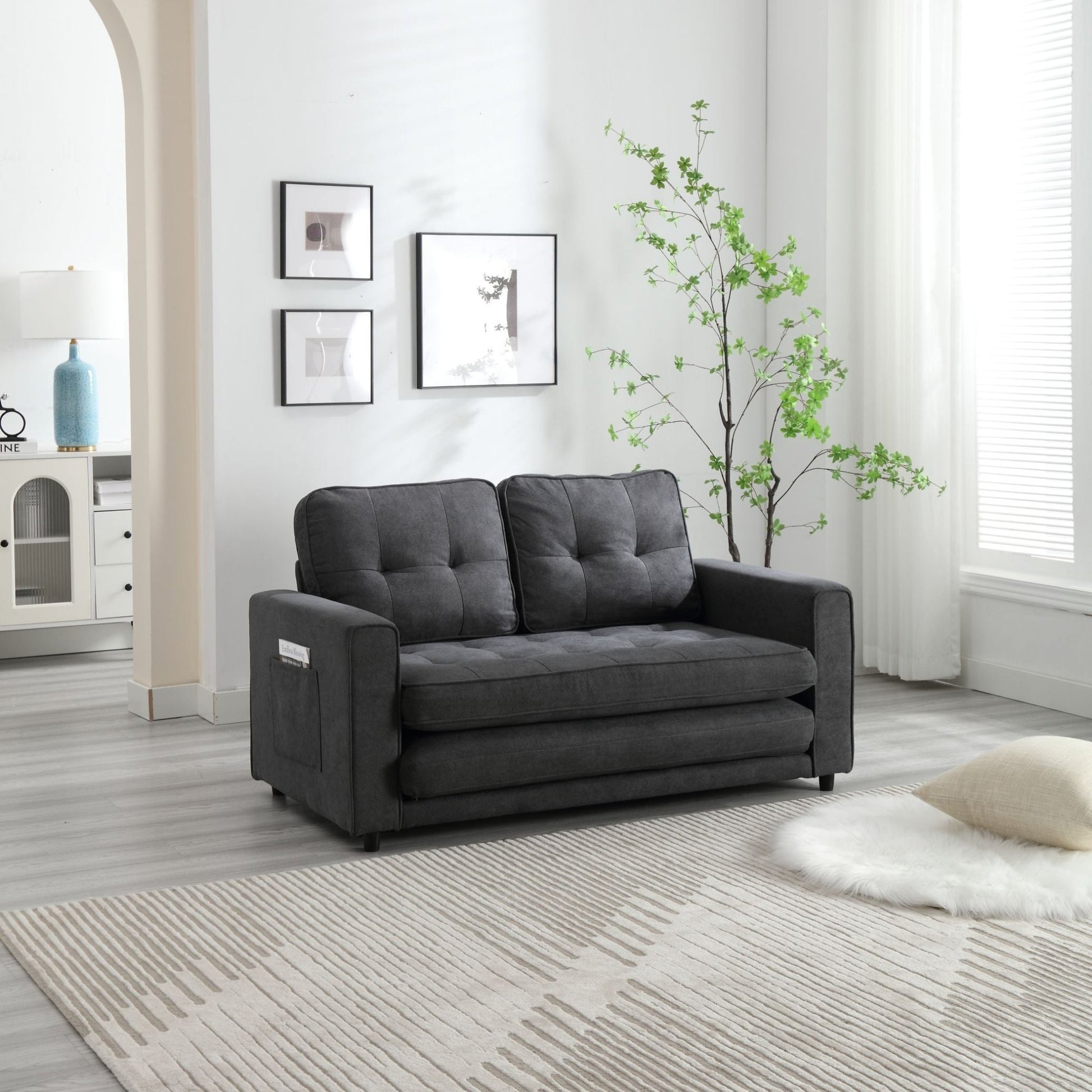 3 Fold Sofa, Convertible Futon Couch sleeper sofabed, Space saving loveseat (W1628118503) - Direct Wicker