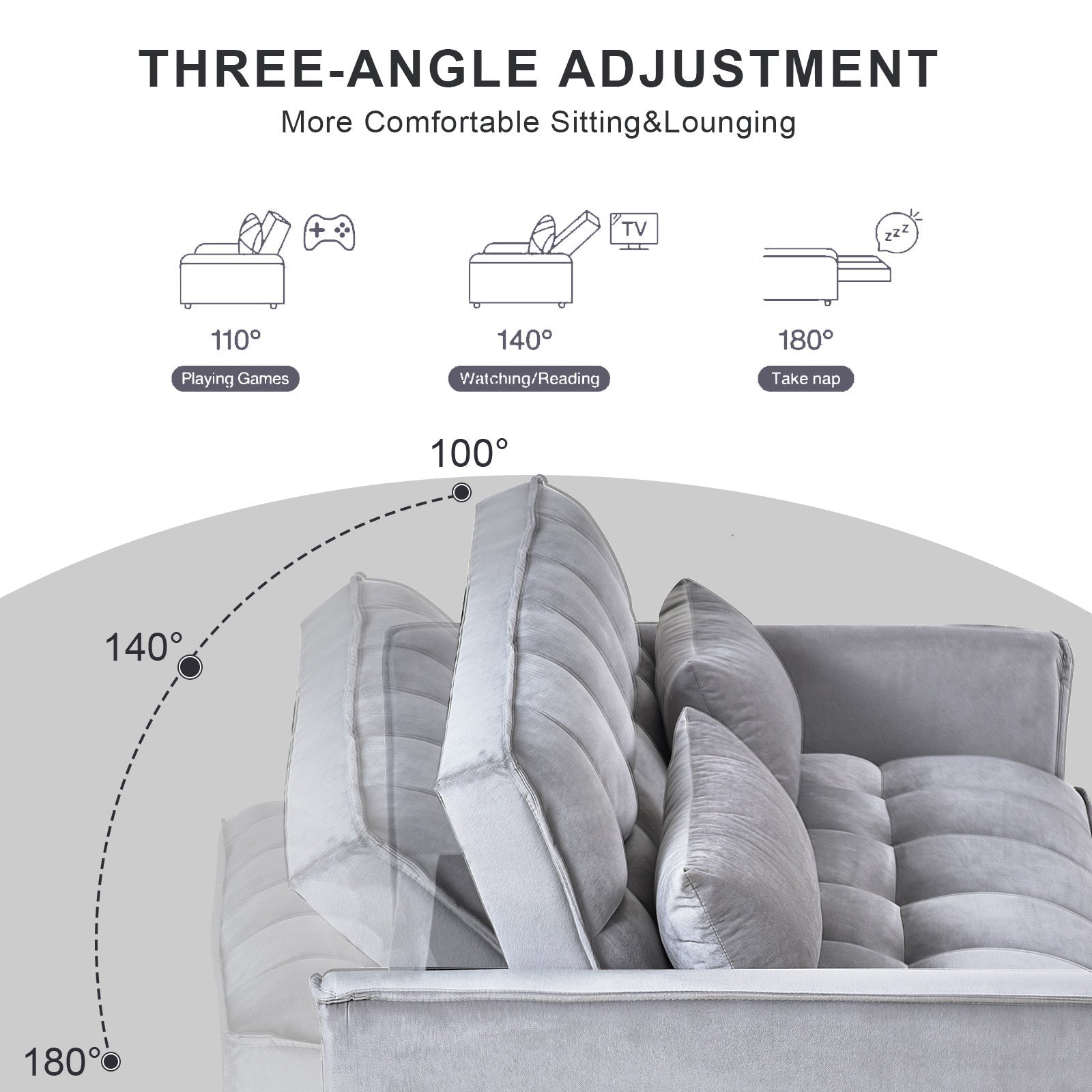 3 in 1 Convertible Sleeper Sofa Bed, Modern Pull Out Couch Bed (W2121P179225) - Direct Wicker