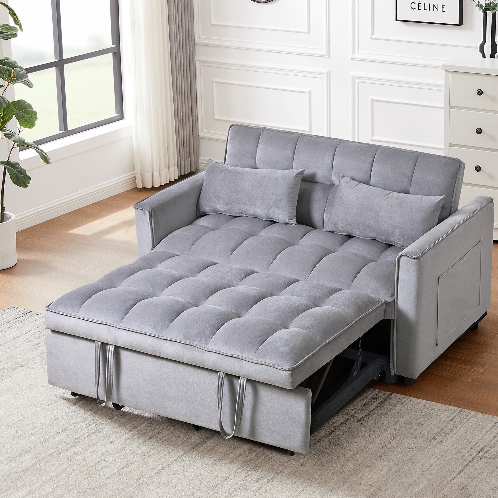 3 in 1 Convertible Sleeper Sofa Bed, Modern Pull Out Couch Bed (W2121P179225) - Direct Wicker