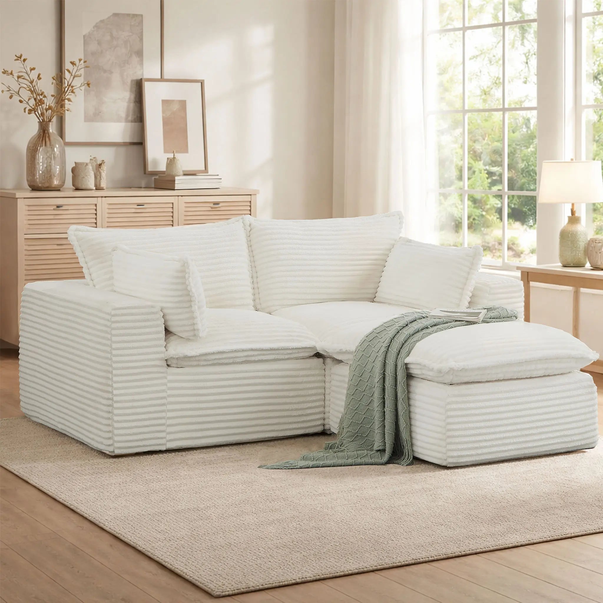 3 Pieces 2 - Seat Modular Sectional Sofa (PAS - 2637 - LS+RS+FT) - Direct Wicker
