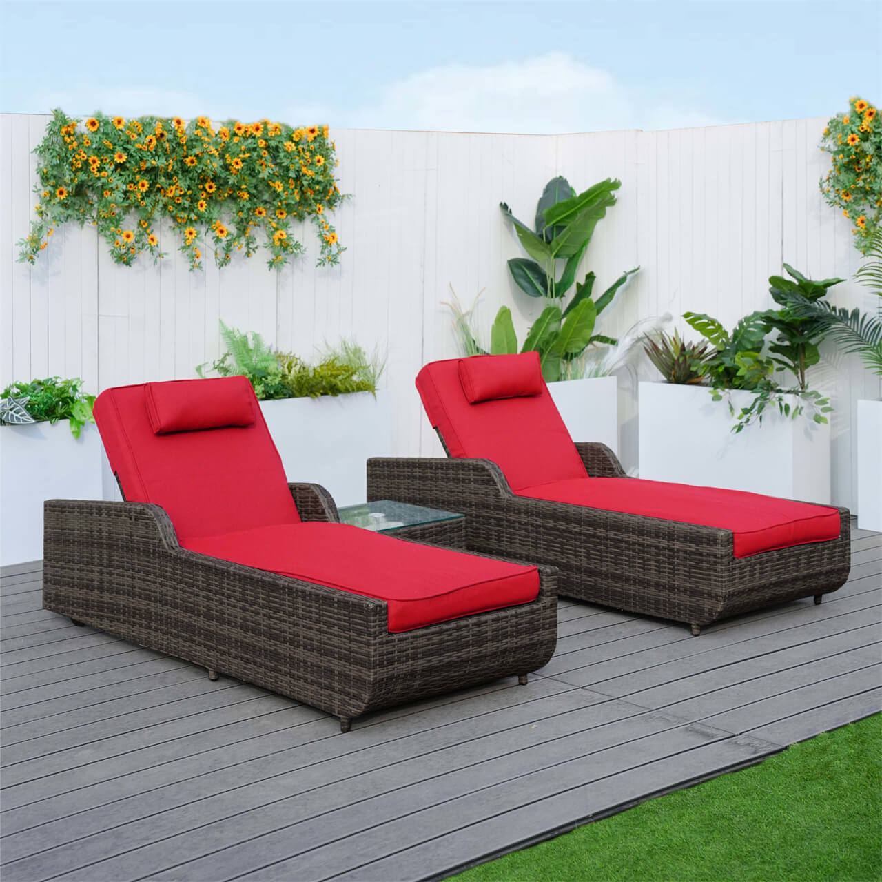 Outdoor Wicker Chaise Lounge (PAL-1127B)