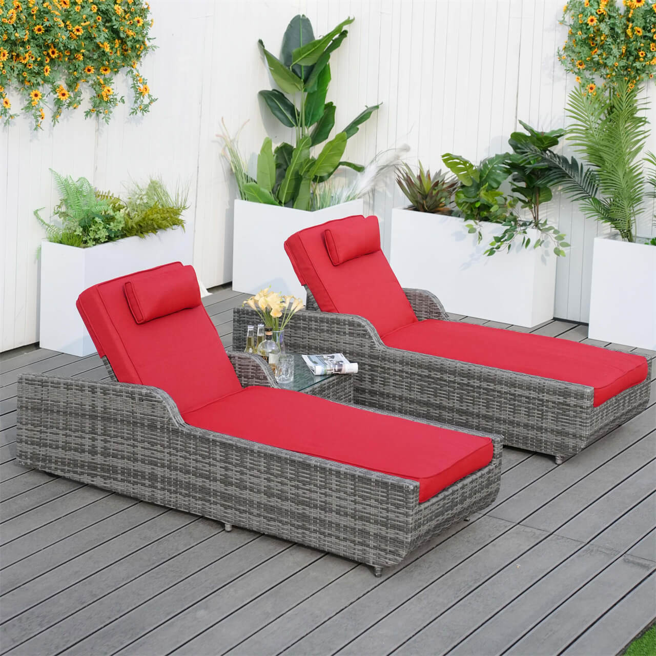 Outdoor Wicker Chaise Lounge (PAL-1127B)
