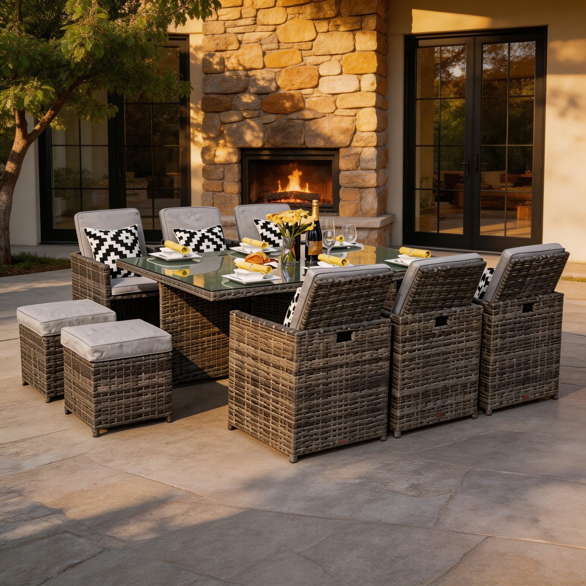 Customer Order: Carmel 6-Seater Cube Outdoor Dining Set (PAD-3234) - Direct Wicker