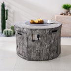 TerraFlame Round Faux Wood Fire Pit Table for Outdoor Use (PAG-2180) - Direct Wicker