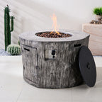 TerraFlame Round Faux Wood Fire Pit Table for Outdoor Use (PAG-2180) - Direct Wicker
