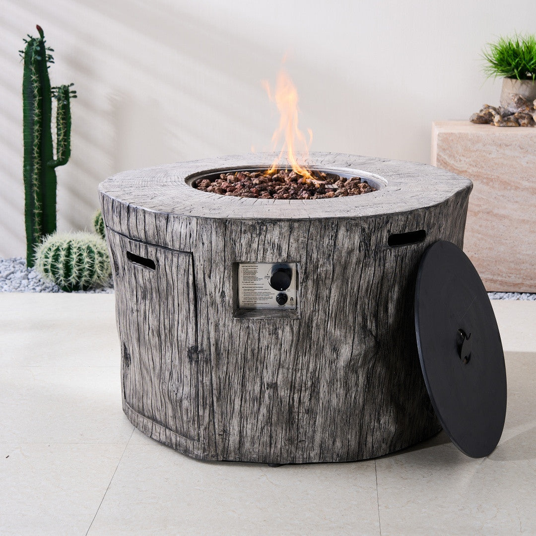 TerraFlame Round Faux Wood Fire Pit Table for Outdoor Use (PAG-2180) - Direct Wicker