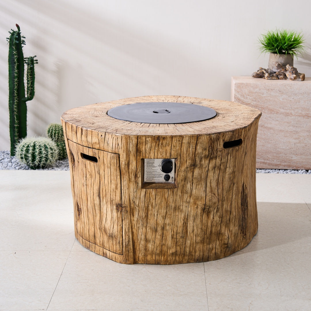 TerraFlame Round Faux Wood Fire Pit Table for Outdoor Use (PAG-2180)