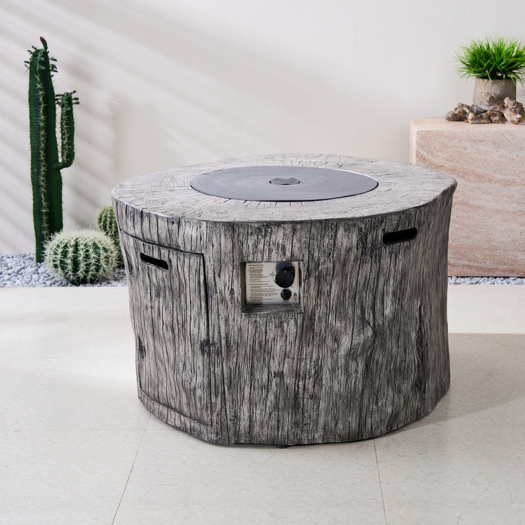 TerraFlame Round Faux Wood Fire Pit Table for Outdoor Use (PAG-2180) - Direct Wicker