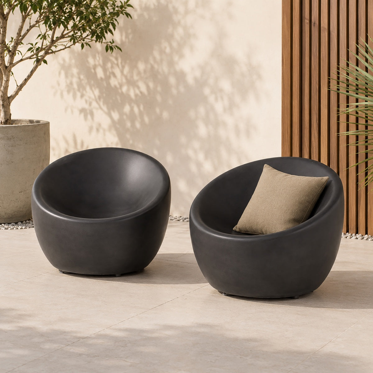 Grey Single Seat Sofa Chair (Small), Set of 2 – Terrafab Composite Material (PAC-24925SC)