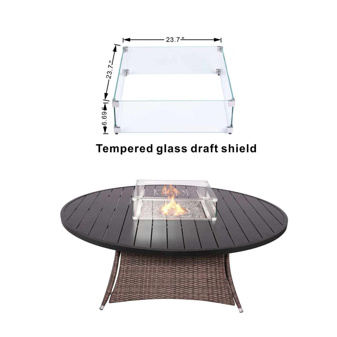 8-Seat Round Fire Pit Table with Aluminum Top (PAG-1108A-T)
