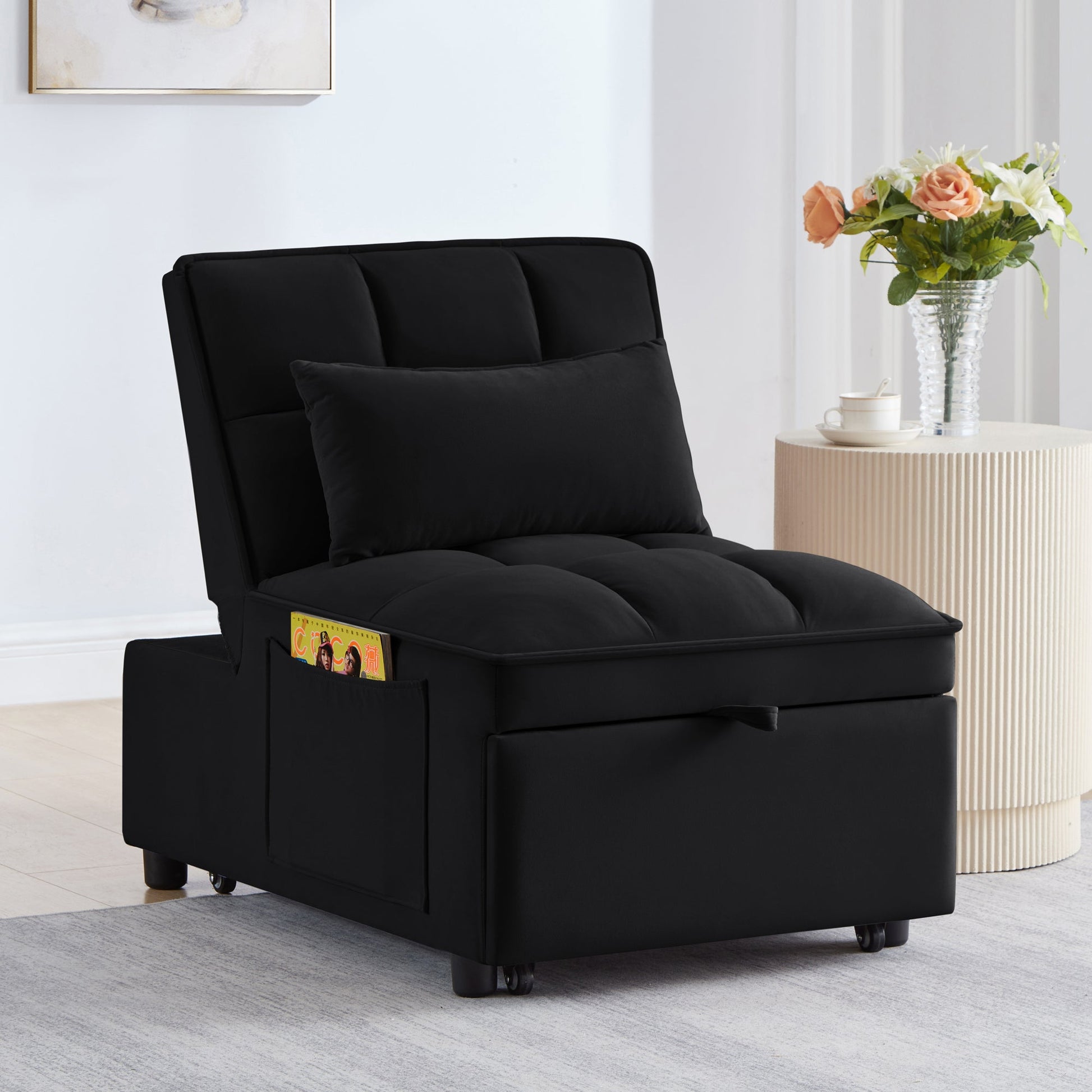 4 in1 Multi - Function Single Sofa Bed with Storage Pockets (W2186P163736) - Direct Wicker