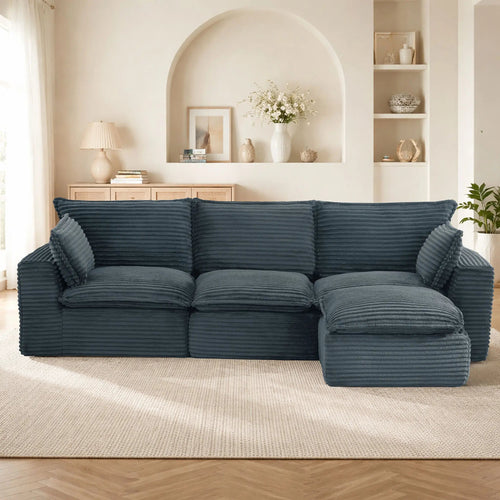 4 Pieces 3 - Seat Modular Sectional Sofa (PAS - 2637 - LS+MS+RS+FT) - Direct Wicker
