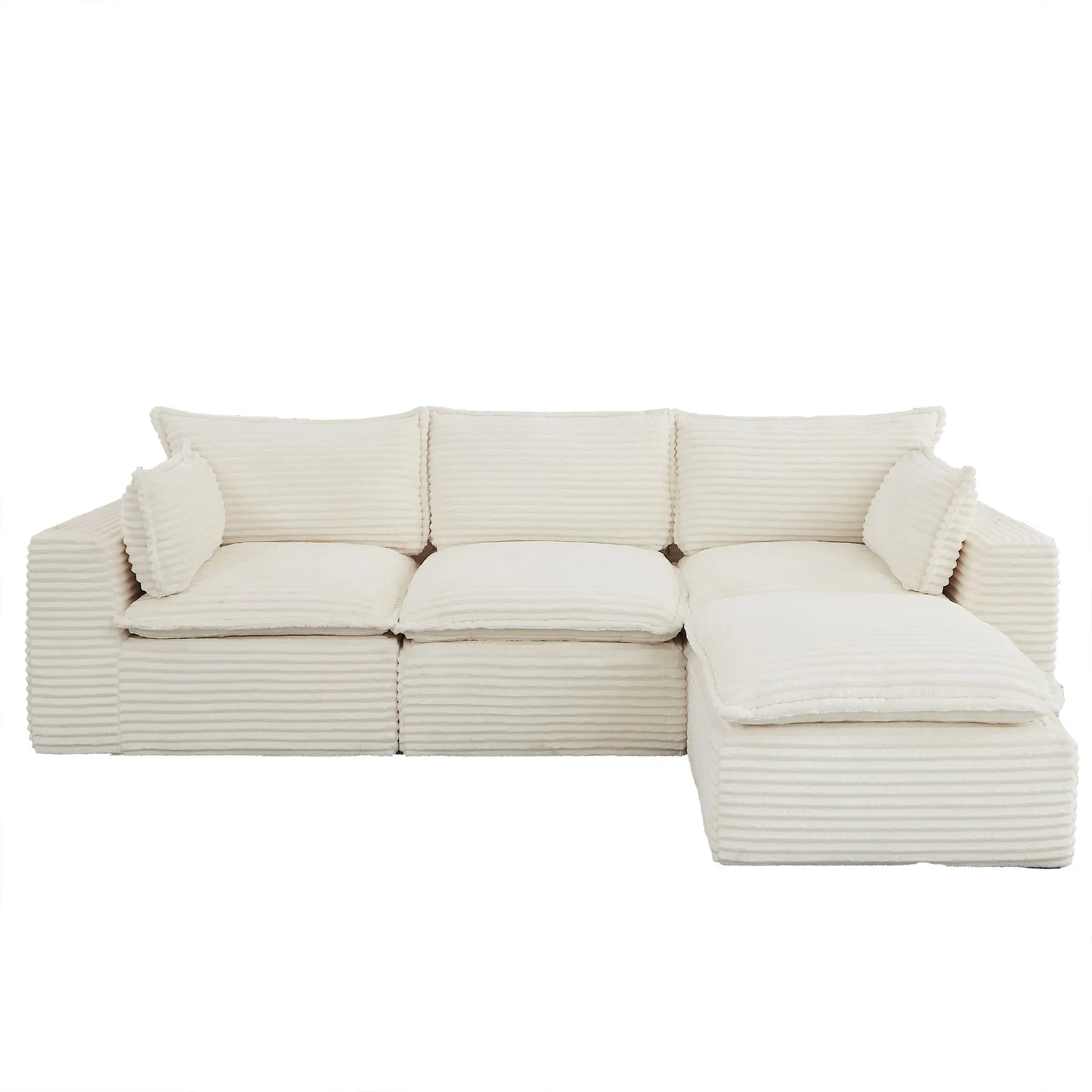 4 Pieces 3 - Seat Modular Sectional Sofa (PAS - 2637 - LS+MS+RS+FT) - Direct Wicker