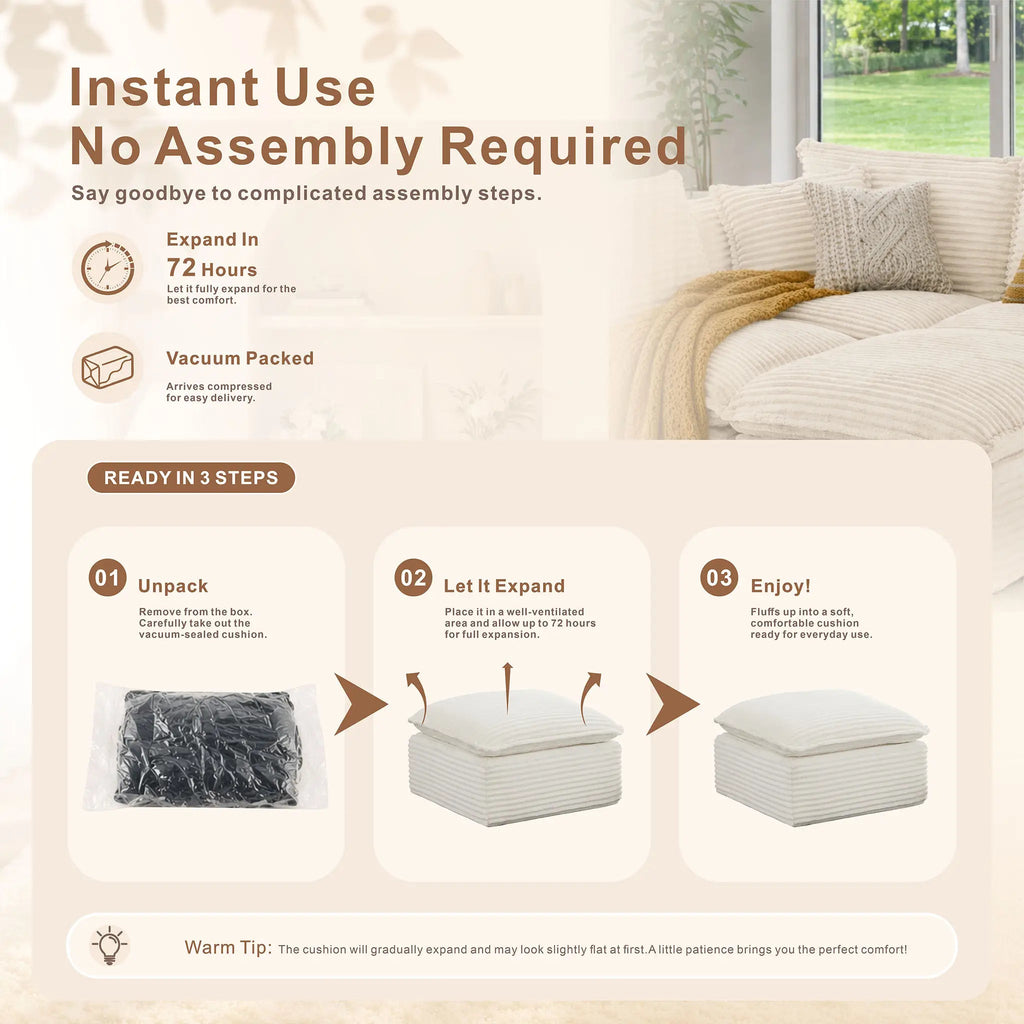 5 Pieces 3-Seat Modular Sectional Sofa (PAS-2637-LS+MS+RS+FT2) - Direct Wicker