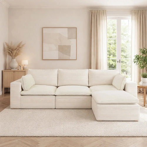 4 Pieces 3 - Seat Modular Sectional Sofa (PAS - 2637 - LS+MS+RS+FT) - Direct Wicker